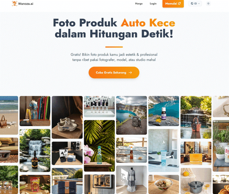 Wanoza.ai bantu UMKM & kreator buat foto produk profesional otomatis dengan AI. Coba gratis tanpa perlu studio atau skill desain!