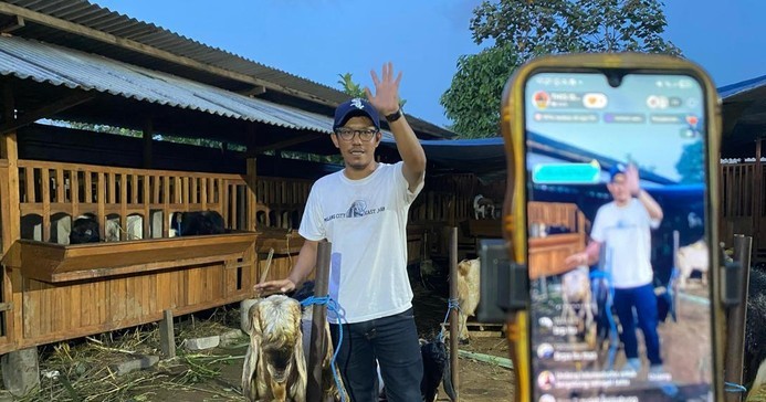 Peternak Malang sukses jual kambing lewat live streaming. Penjualan naik dua kali lipat jelang Idul Adha 2026.